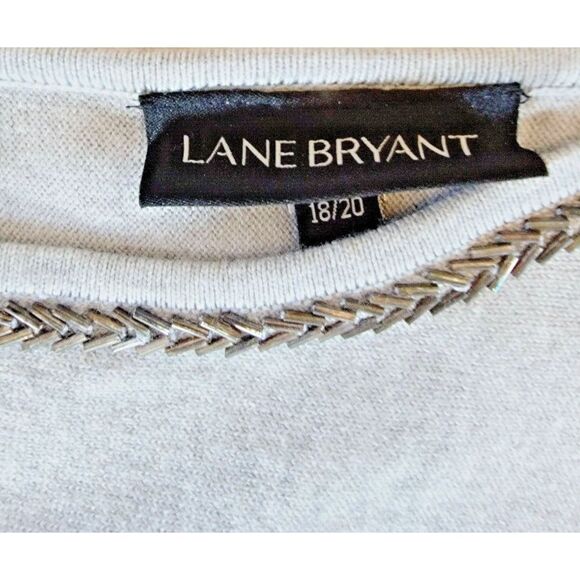 Lane Bryant Sweater Women's Plus 18/20 Gray Pullover Open Sleeves Casual Beaded - Picture 5 of 9